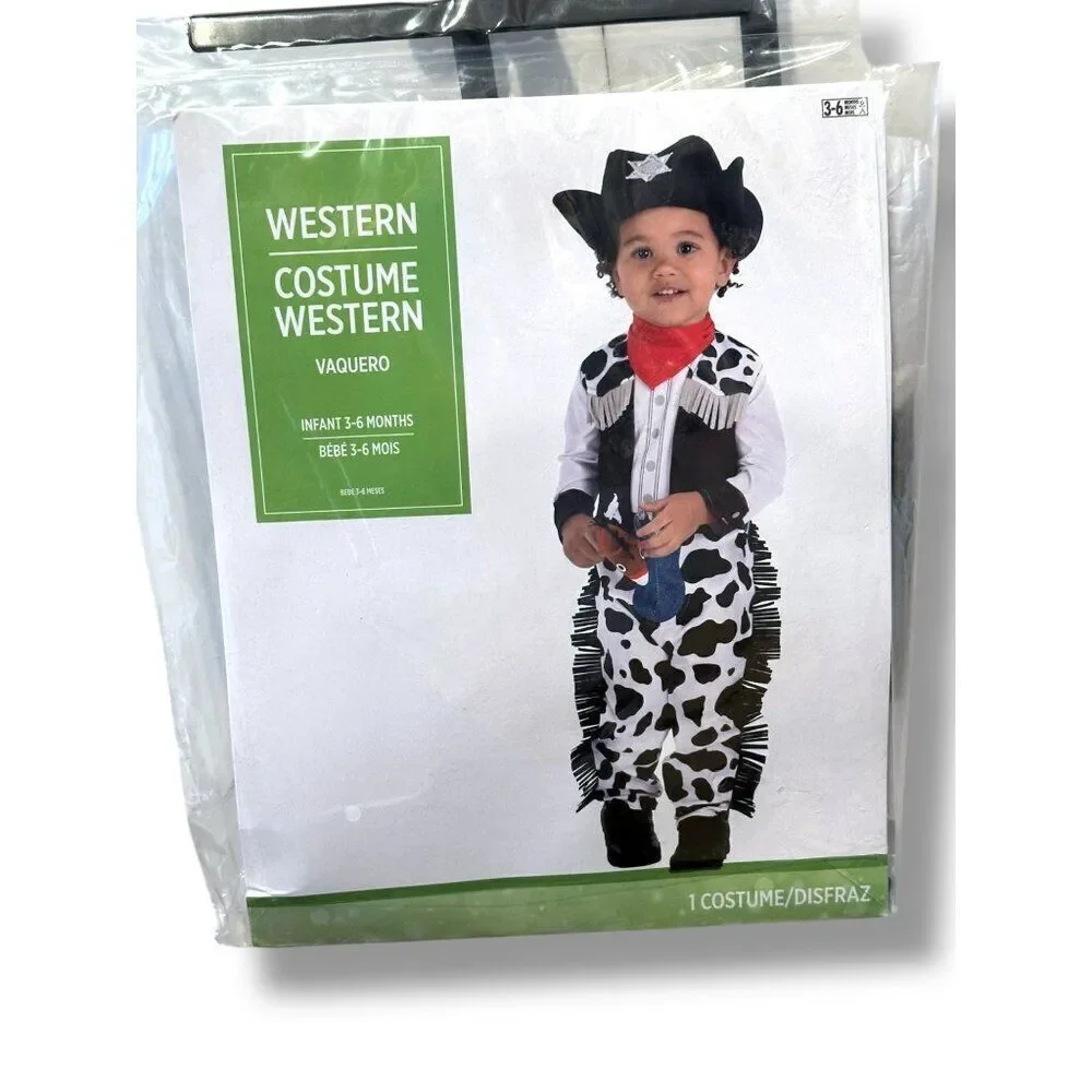 Infant Cowboy Costume 3-6M Baby Western Outfit Hat Scarf Toy Story Woody Jessie